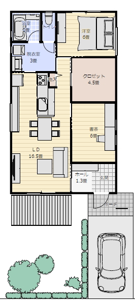 老後 おしゃれ 平屋間取り図の間取り図