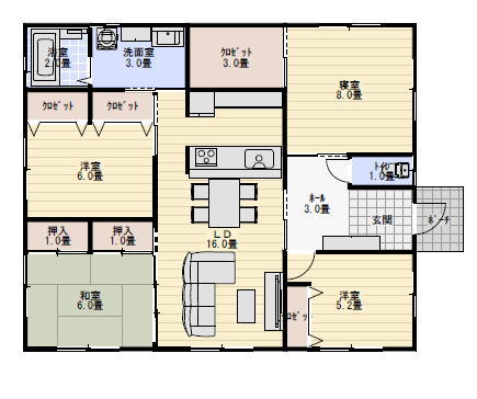 平屋 間取り 4ldkの間取り図
