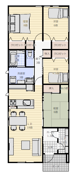 老後 おしゃれ 平屋間取り図の間取り図