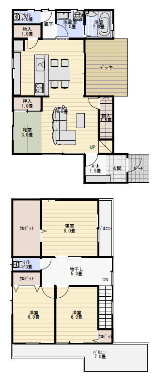 タタミコーナーのある間取りの間取り図