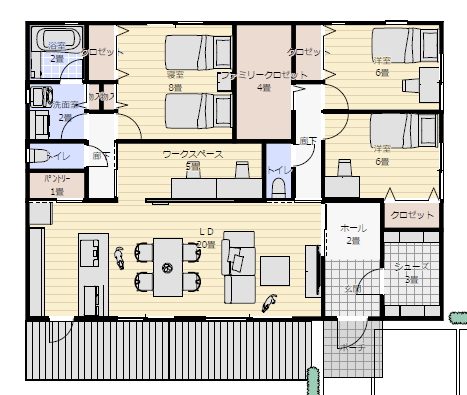 平屋間取り 3ldk おしゃれの間取り図