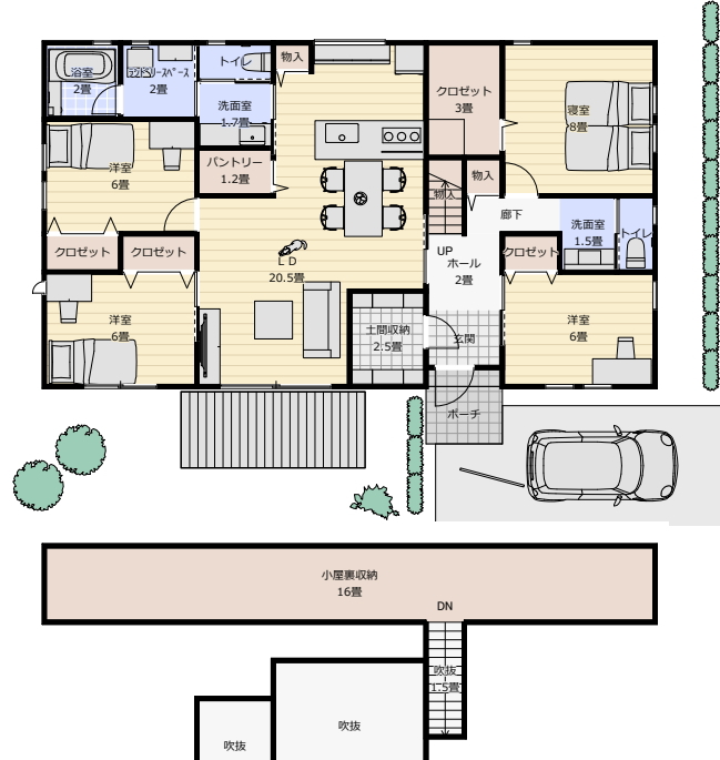 平屋間取り 4ldkの間取り図