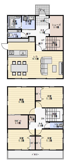 シューズクロークのある間取り例の間取り図