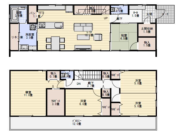 間取り 40坪 5LDKの間取り図
