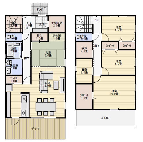 40坪書斎と土間収納のある間取り図の間取り図