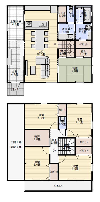 土間収納のある間取り例の間取り図
